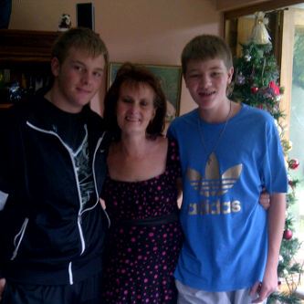 Vic and her boys Christmas 2011