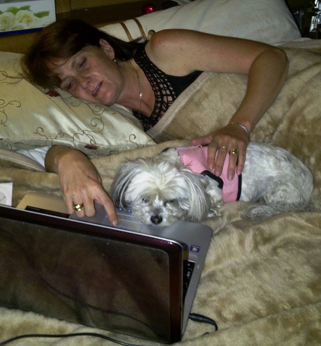 Vic and JD watching a movie on the laptop Vic and JD watching a movie on the laptop