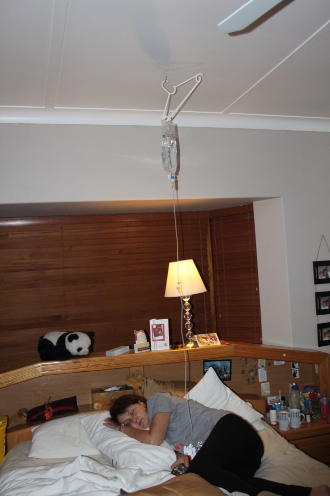 Vic's drip suspended from the ceiling