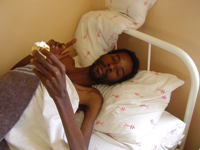 A rare treat - a piece of cake for a TB patient on Christmas Day