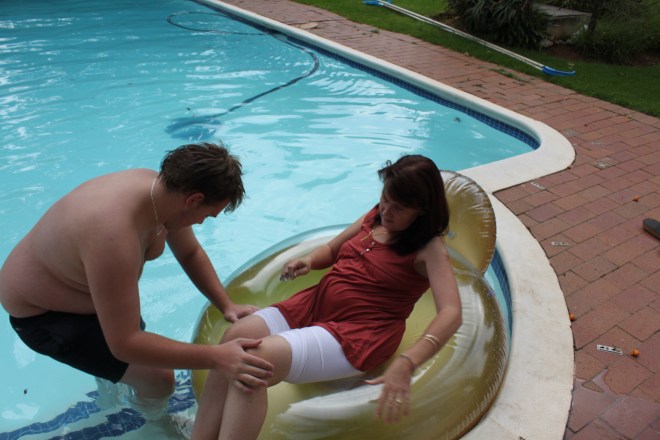 Jared gently helping his Mom