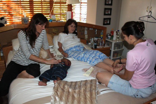 Vic being pampered by her sister Lani