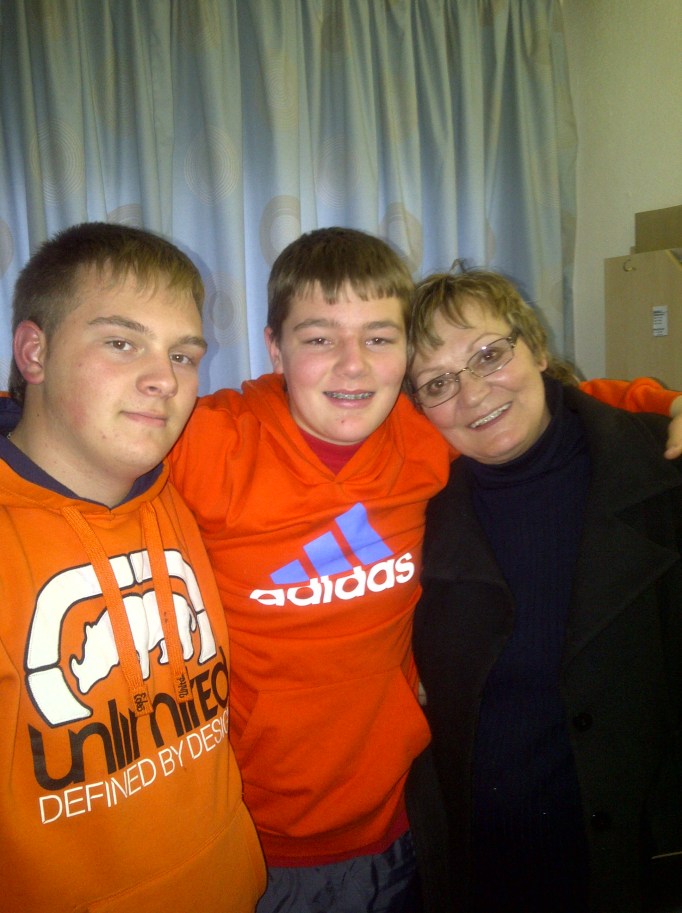 The boys and I visiting Vic in hospital last year.