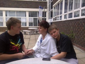A moment in the sun in the Hospital courtyard